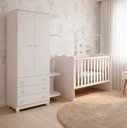 Ver imagem 2 de Quarto do Bebe Berço com Roupeiro 2 Portas 3 Gavetas Branco Acetinado - Big Shop