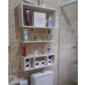 Kit Nichos e Prateleira - Banheiro, Quarto, Cozinha. Mdf Branco.