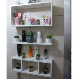 Kit Nichos e Prateleira - Banheiro, Quarto, Cozinha. Mdf Branco. - 2