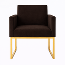 Ver imagem 7 de Kit 2 Poltronas Reforçada Recepção Base Metálico Dourado Marrom