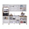 Cozinha Americana Modulada Torre Quente Aéreos com Vidro Reflecta Balcão 120cm para Pia Sem Tampo Completa 5 Peças  Paris - 5