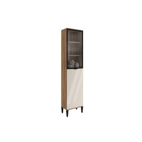 Paneleiro de Cozinha Modulado Alpha 2509 C- 2 Portas (1 C- Vidro) 50cm Freijo-Off White - Carraro