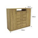 Ver imagem 3 de Cômoda com 2 Portas e 5 Gavetas Quebec Bege/Mel