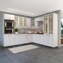 Ver imagem 2 de Cozinha Americana Modulada Vidro Reflecta com Cristaleira para Pia Sem Tampo Completa 10 Peças Paris