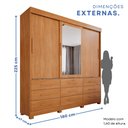 Ver imagem 3 de Guarda-Roupa 3 Portas 9 Gavetas com Espelho Florença Espresso Móveis Marrom/Cinamomo