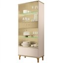 Ver imagem 1 de Cristaleira Portas de Vidro com Led 76cm Delux Off/champanhe H01 - Mpozenato