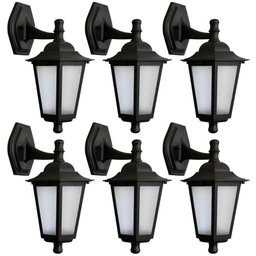 Kit 6 Arandelas Coloniais Externas Luminária de Parede Preta Bivolt 20w Retrô Jardim Dital - 1