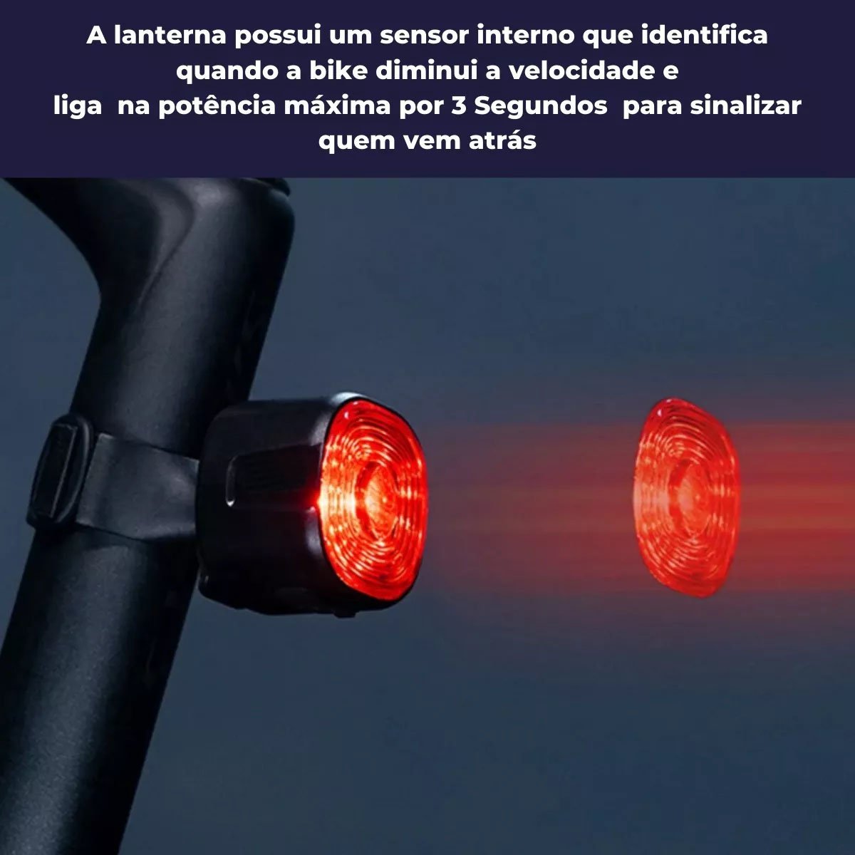 Lanterna Traseira Bike Brake Light Sensor Freio Usb C - 4