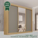 Ver imagem 7 de Guarda-Roupa Casal com Espelho 3 Portas 4 Gavetas 100% MDF Ipanema Cinza/Jequitibá/Granizo