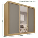 Ver imagem 3 de Guarda-Roupa Casal com Espelho 3 Portas 4 Gavetas 100% MDF Ipanema Cinza/Jequitibá/Granizo