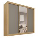 Ver imagem 2 de Guarda-Roupa Casal com Espelho 3 Portas 4 Gavetas 100% MDF Ipanema Cinza/Jequitibá/Granizo