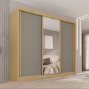 Ver imagem 1 de Guarda-Roupa Casal com Espelho 3 Portas 4 Gavetas 100% MDF Ipanema Cinza/Jequitibá/Granizo