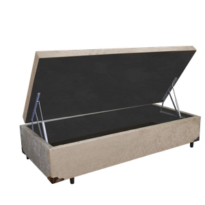 Cama Box Baú Solteiro Kings Stop Acolchões Suede Bege 41x88x188