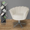 Ver imagem 2 de Poltrona Decorativa Pétala Pés Metal Giratório Suede Bege - Ds Estofados