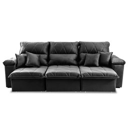 Sofá Retrátil/Reclinável Trento 2,30m Suede Velut Cinza c/ Molas no Assento - King House - 5