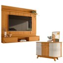Ver imagem 1 de Painel para TV Aura Cinamomo com Aparador para Sala Buffet Monza Cinamomo Off White - Madetec