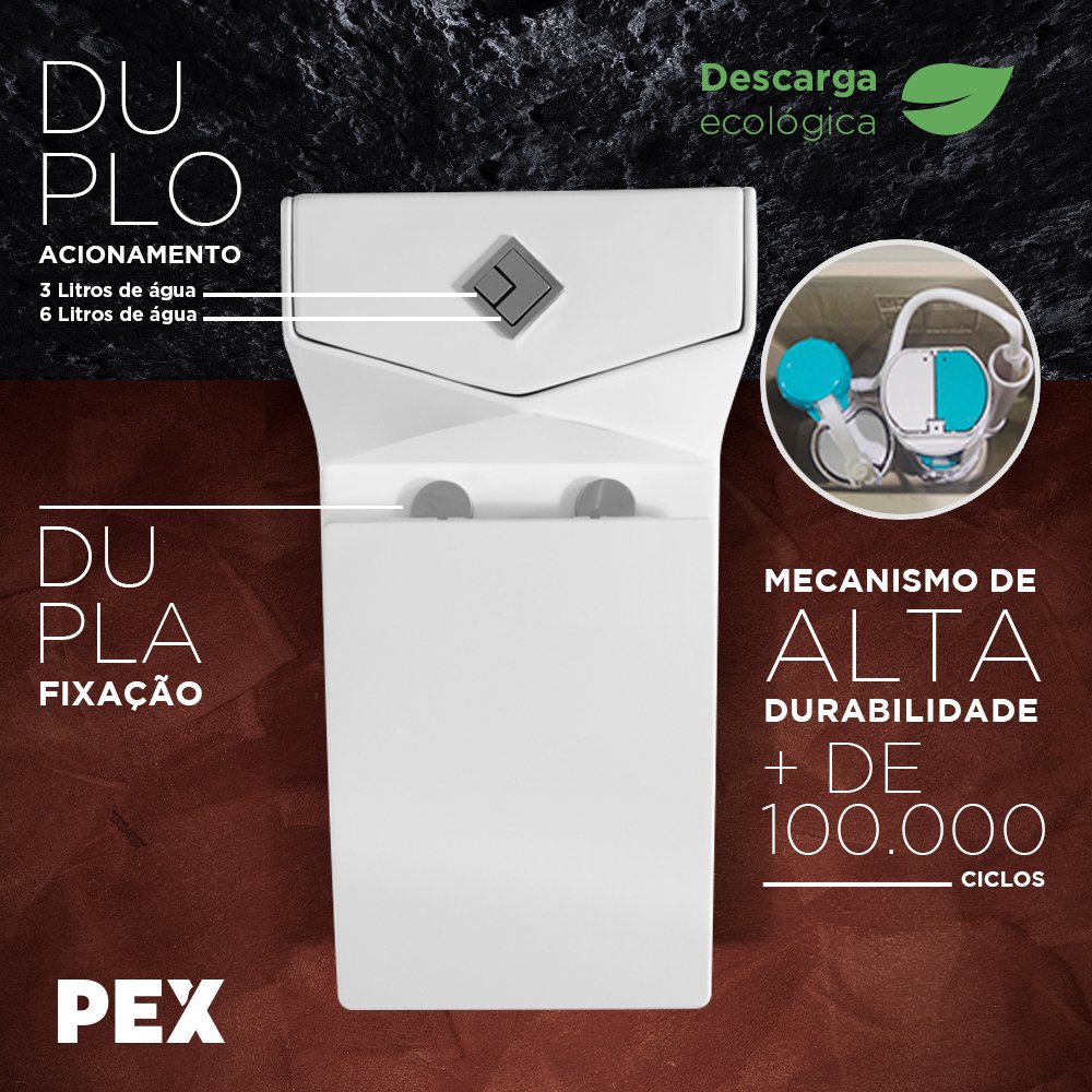Vaso Sanitário Monobloco PEX Maximus produzido em Cerâmica - 8