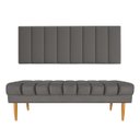Ver imagem 1 de Kit Cabeceira Painel Queen + Banco Calçadeira Estofado Jade 160cm Suede Cinza - AM Interiores Kit Ja