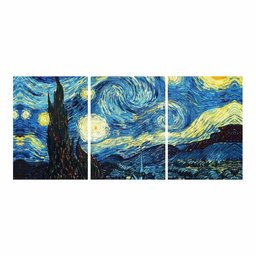 Kit 3 Quadro Decorativo Noite Estrelada Van Gogh Arte Sala 40x28cm - 2