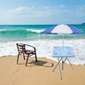 Mesa Dobravel para Petiscos Praia e Suporte Guarda Sol Chão Cor:branco - 2