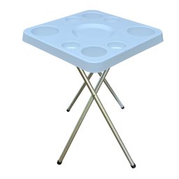 Mesa Dobravel para Petiscos Praia e Suporte Guarda Sol Chão Cor:branco - 3