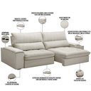 Ver imagem 3 de Sofá Retrátil Reclinável para Sala de Estar Living 280cm Nápoles F04 Veludo Bege - Lyam Decor