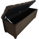 Ver imagem 2 de Puf Baú Estofado Capitonê de Casal 140x40x45cm Marrom Escuro - Alta Capacidade de Armazenamento