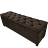 Puf Baú Estofado Capitonê de Casal 140x40x45cm Marrom Escuro - Alta Capacidade de Armazenamento - 1