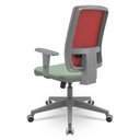 Ver imagem 2 de Cadeira Brizza Diretor Grafite Tela Vermelha Assento Vinil Verde Base Relaxplax Piramidal - 66419