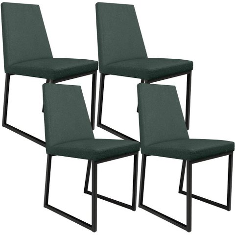 Kit 04 Cadeiras para Sala Jantar Base Aço Industrial Preto Dafne L02 Linho Verde Musgo - lyam 