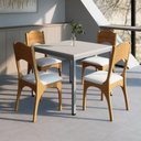 Ver imagem 1 de Mesa Cozinha e Refeitório 90cm x 90cm Pés Metal com 4 Cadeiras de Jantar Dalla Costa 100% MDF Casa