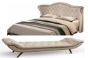 Ver imagem 1 de Kit Queen 160 cm Cabeceira Monaco e Recamier Veneza com Tachas Linho Bege