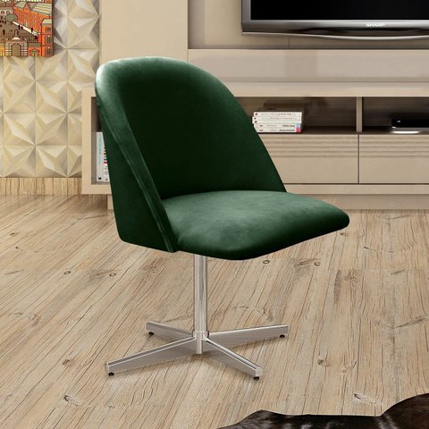 Poltrona Decorativa Gaia Giratória Metal para Sala, Quarto, Recepção Verde