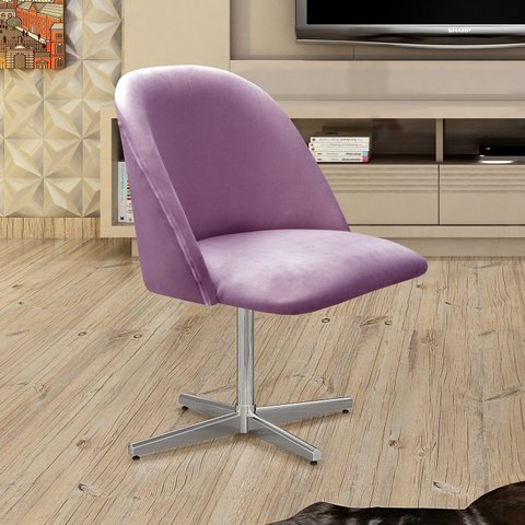 Poltrona Decorativa Gaia Giratória Metal para Sala, Quarto, Recepção Roxo