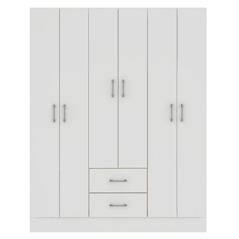 Guarda-Roupa Jamaica 134cm 6 Portas e 2 Gavetas Branco