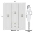 Ver imagem 3 de Guarda-Roupa Jamaica 134cm 6 Portas e 2 Gavetas Branco