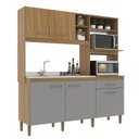 Ver imagem 2 de Cozinha Compacta 5 Portas e 1 Gaveta Marrom/Ipê/Griseo