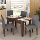 Ver imagem 2 de Mesa de Jantar Extensível 140 cm Naturalle Branco/Imbuia/Off White