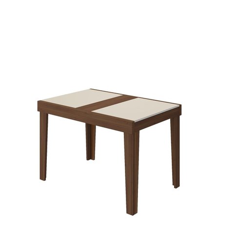 Mesa de Jantar Extensível 140 cm Naturalle Branco/Imbuia/Off White