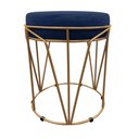 Ver imagem 2 de Puff Multiuso com Mesa Babu 2 em 1 Suede Azul Marinho Base Dourado