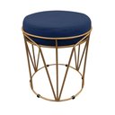 Ver imagem 1 de Puff Multiuso com Mesa Babu 2 em 1 Suede Azul Marinho Base Dourado
