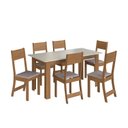 Ver imagem 3 de Conjunto Sala de Jantar 1 Mesa 6 Cadeiras Versalhes Amarelo/Freijó/Off-White