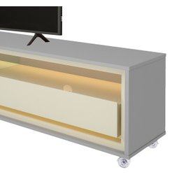 Rack para TV 2.2 com LED Requinte Cinza com Off White - Gelius Móveis - 4