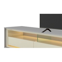 Rack para TV 2.2 com LED Requinte Cinza com Off White - Gelius Móveis - 3