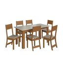Ver imagem 3 de Conjunto Sala de Jantar 1 Mesa 6 Cadeiras Versalhes Amarelo/Freijó/Off-White/Bege