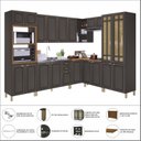 Ver imagem 6 de Cozinha Americana Modulada de Canto Reto Torre Quente Cristaleira com Vidro Reflecta Balcão 120cm para Pia Sem Tampo Completa 8 Peças Paris