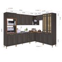 Ver imagem 4 de Cozinha Americana Modulada de Canto Reto Torre Quente Cristaleira com Vidro Reflecta Balcão 120cm para Pia Sem Tampo Completa 8 Peças Paris