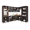 Ver imagem 5 de Cozinha Americana Modulada de Canto Reto Torre Quente Cristaleira com Vidro Reflecta Balcão 120cm para Pia Sem Tampo Completa 8 Peças Paris