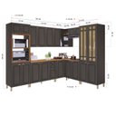 Ver imagem 4 de Cozinha Americana Modulada de Canto Reto Torre Quente Cristaleira com Vidro Reflecta Balcão 120cm para Pia com Tampo Completa 8 Peças Paris