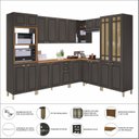 Ver imagem 6 de Cozinha Americana Modulada de Canto Reto Torre Quente Cristaleira com Vidro Reflecta Balcão 120cm para Pia com Tampo Completa 8 Peças Paris